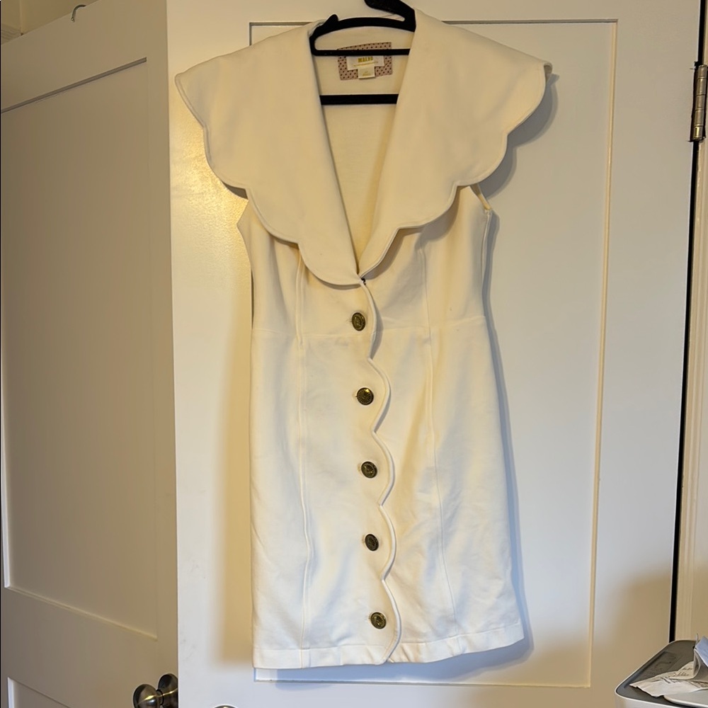 Maeve Cream Scalloped Mini Dress